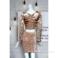 Women's Satin Fabric Gold Suit